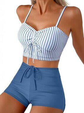 High Waisted Bikini Sets for Women Floral Print Two Piece Tummy Control Swimsuit